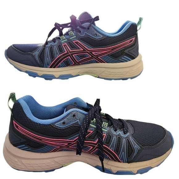 Asics Shoes - Asics Womens Gel Venture 7 1012A476 Blue Running Shoes Lace Up Low Top Size 8.5.